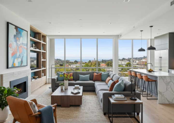Imagem profissional de blog sobre: "O que define um apartamento de alto padrão: diferenciais que valorizam o imóvel". Di