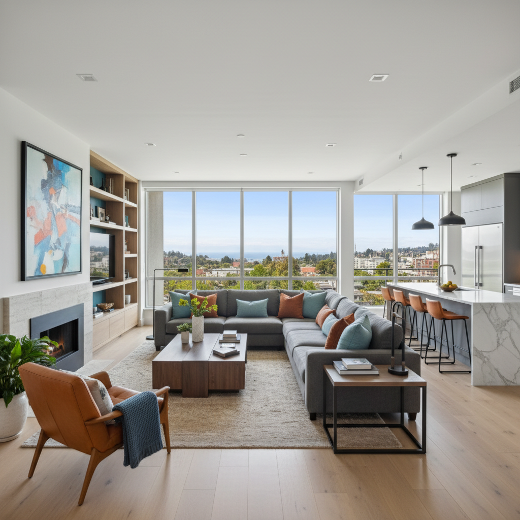 Imagem profissional de blog sobre: "O que define um apartamento de alto padrão: diferenciais que valorizam o imóvel". Di