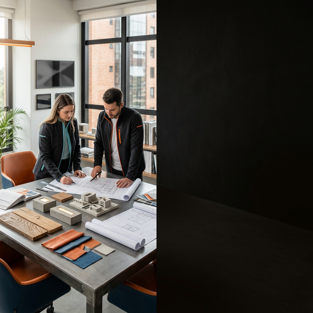 Arquiteto usando óculos VR para projetar modelo de edifício e layout de construção